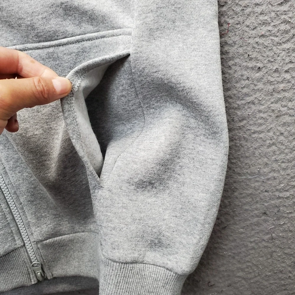 Nike Hoodie Youth XL Gray Fleece Lined Embroidered Logo Full Zip FD2931-063